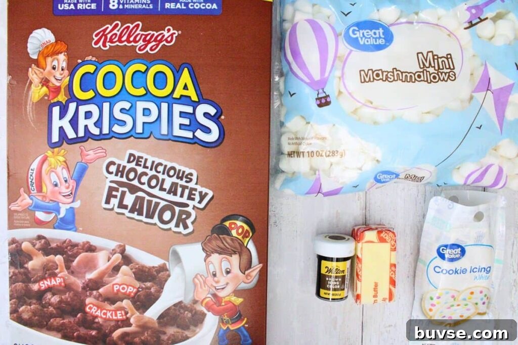 ingredients to make football rice krispie treats