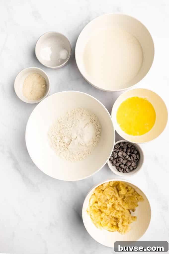 Batter for banana chocolate chip pancakes
