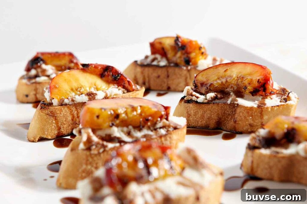 Summer Ricotta Crostini with Grilled Peaches 8 Grilled peaches on top of ricotta crostini