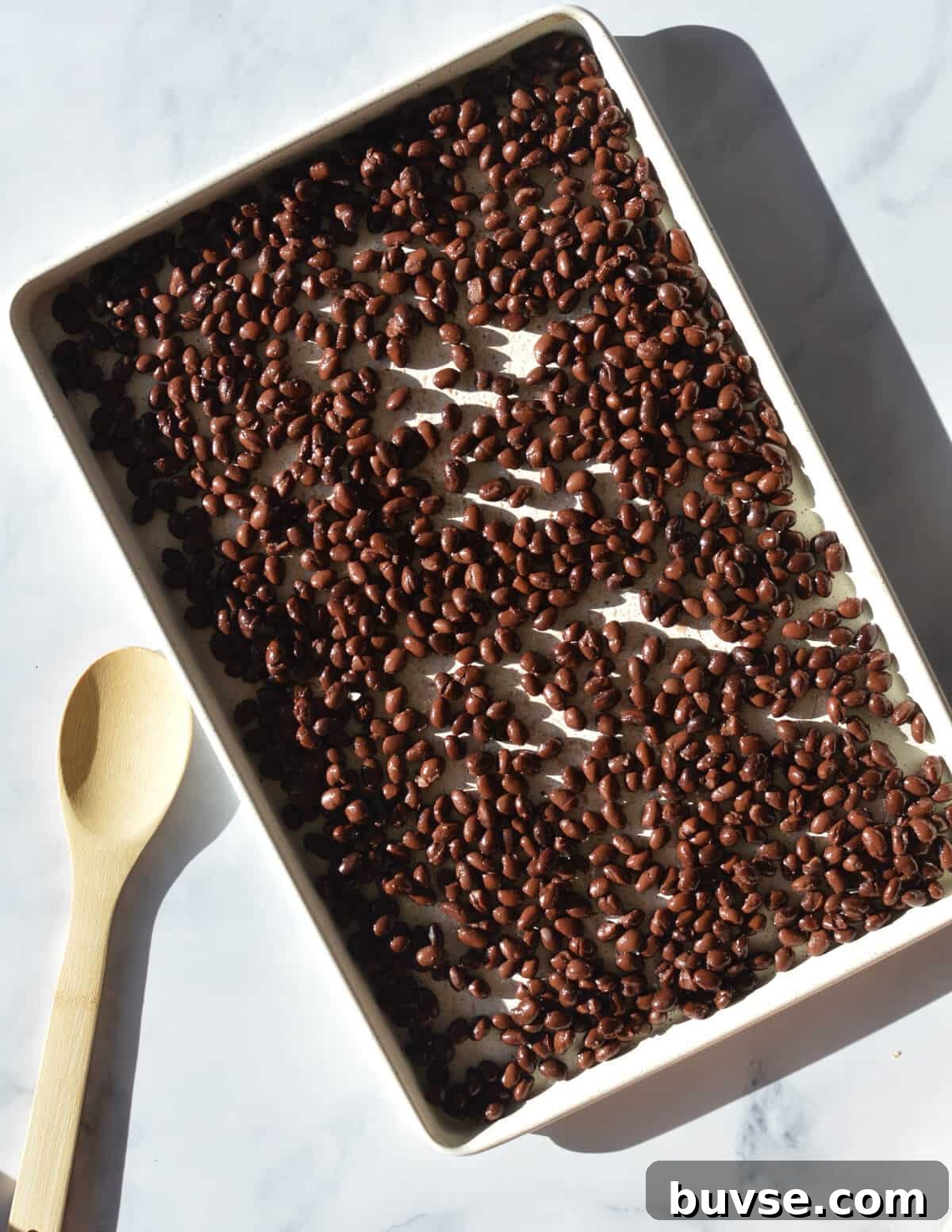 black beans on a sheet pan.