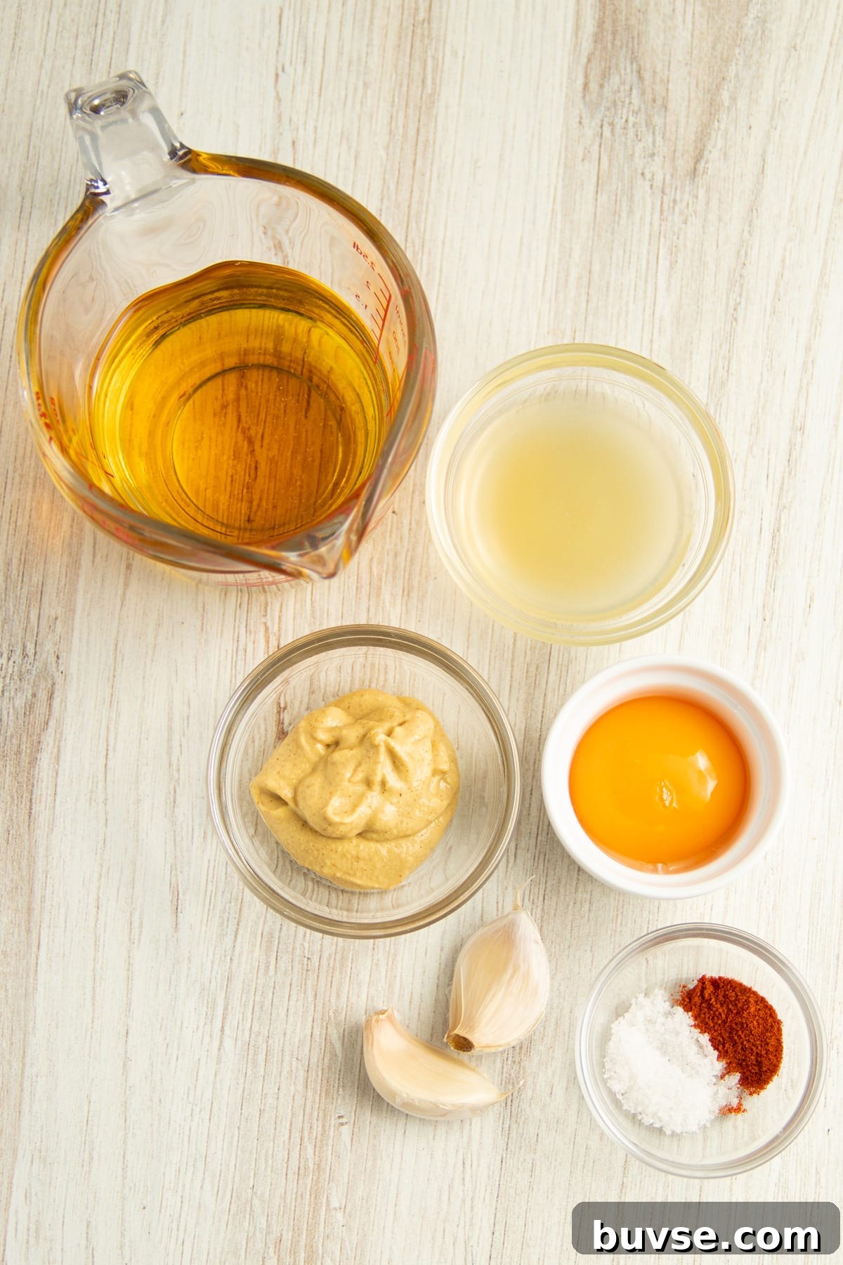 Homemade Dijon Aioli Recipe 4 Ingredients for Dijon aioli in small bowls