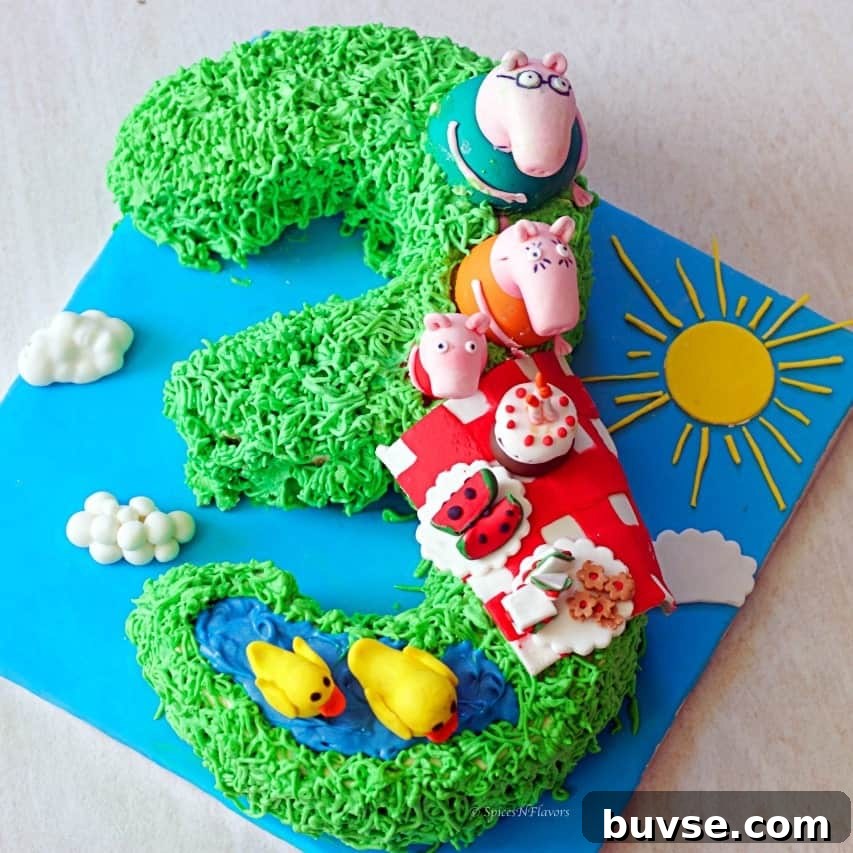 How to Make a Peppa Pig 3rd Birthday Cake 7 overhead image of peppa pig birthday cake