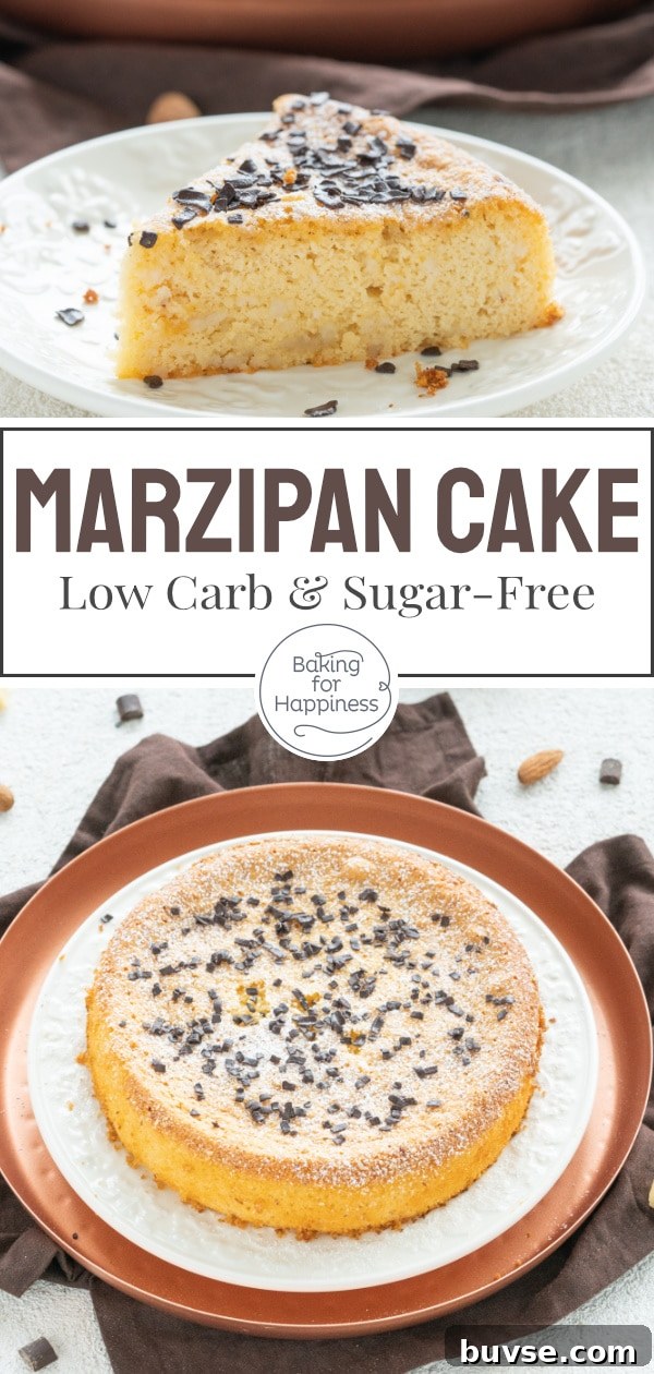 This easy two-ingredient marzipan cake is wonderfully moist, airy, and delicious. You can even make it low-carb and sugar-free.