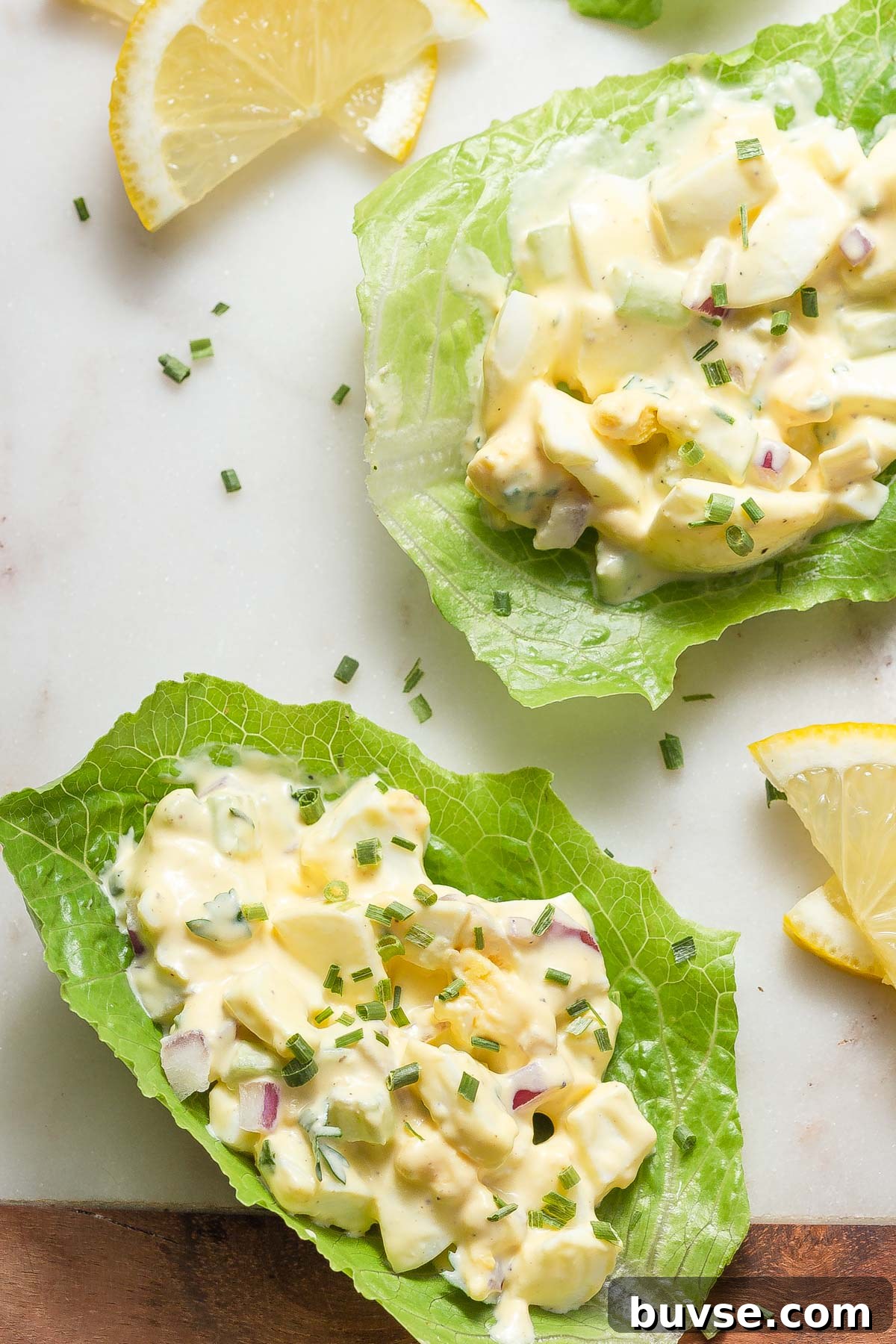 egg salad on lettuce wraps
