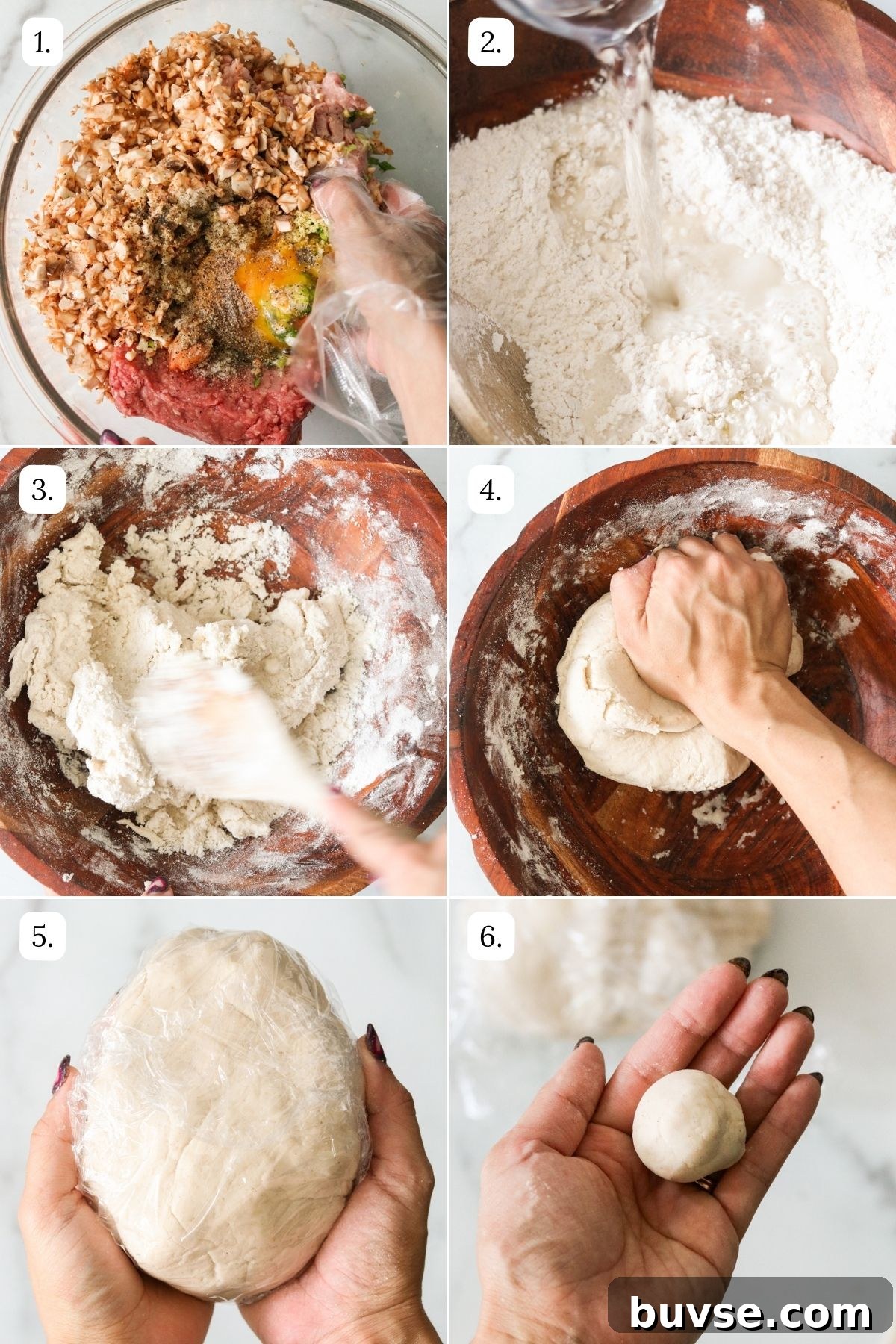 first set of numbered step by step photos showing how to make this recipe