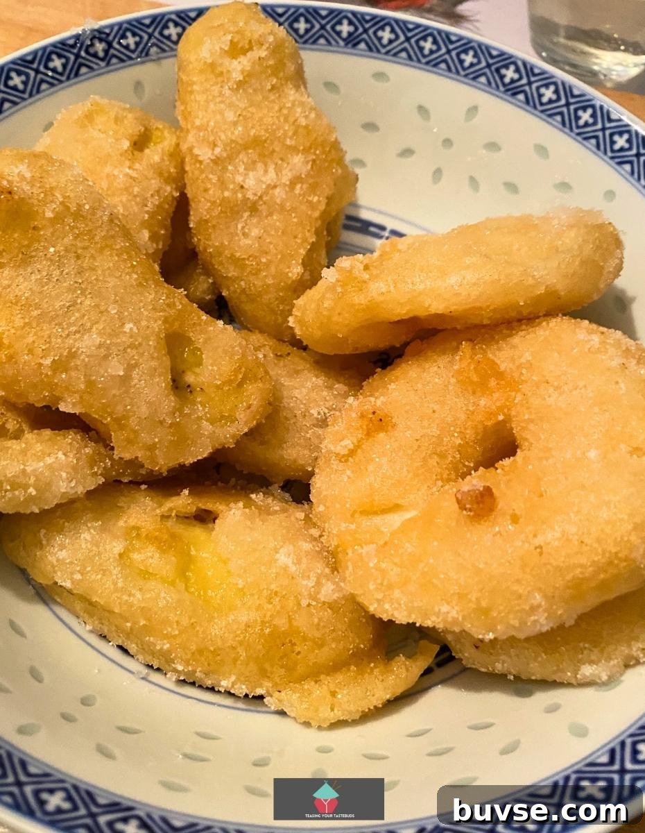 Crispy Pineapple Fritters Recipe with Coconut Sauce 3 Pineapple and banana fritters for my guests!