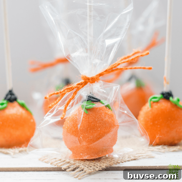 Gluten Free Pumpkin Spice Cake Pop wrapped for giving.