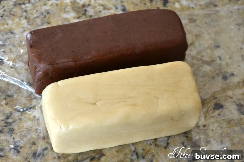 Log of Chocolate Dough and Log of Vanilla Dough