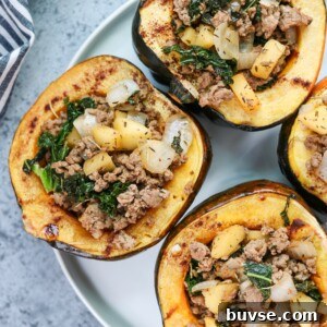 Finished harvest stuffed acorn squash