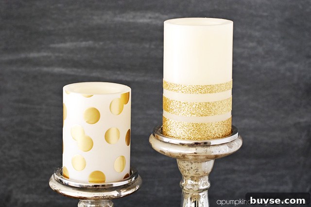DIY Gold Glitter Candles
