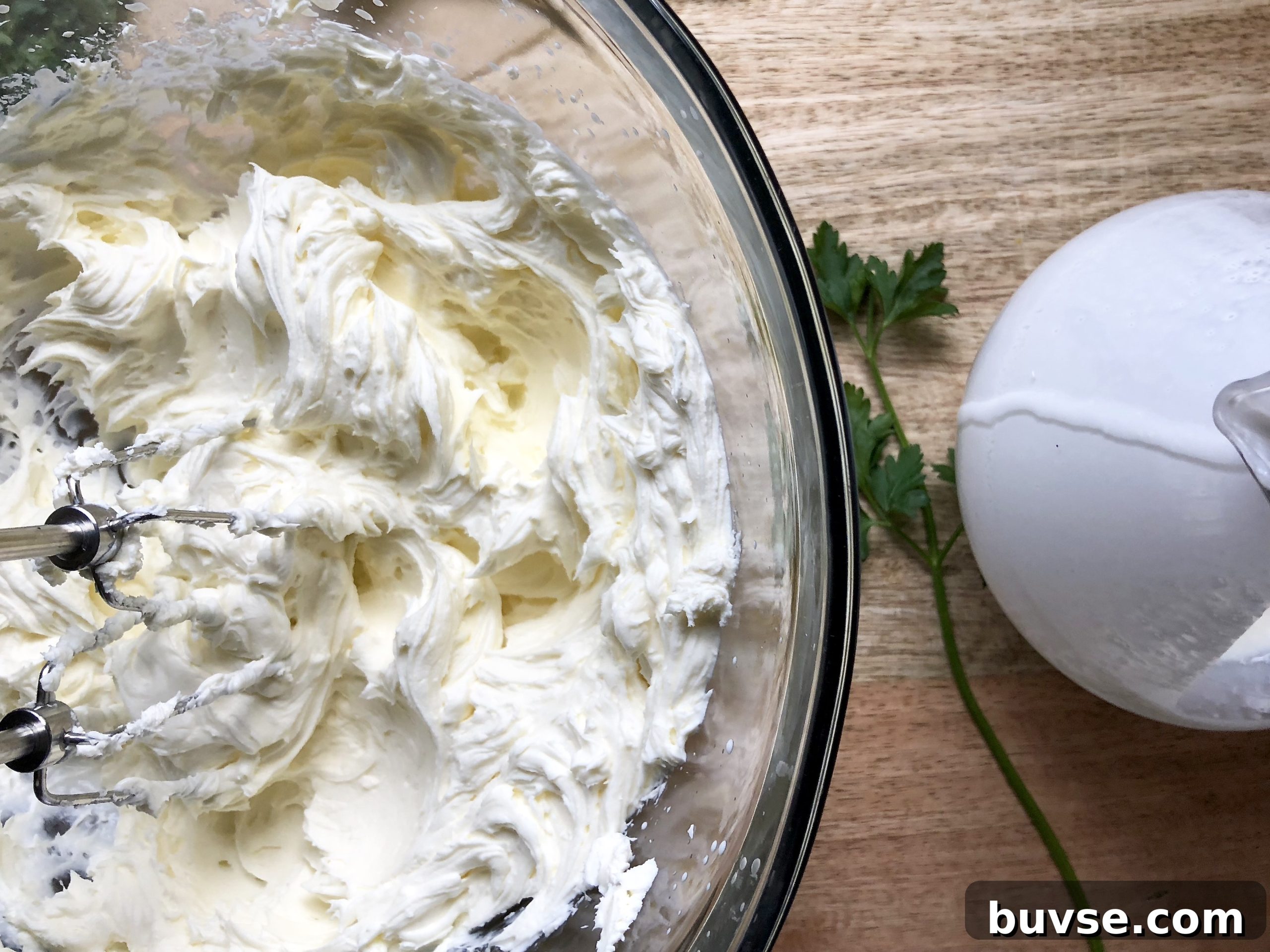 Creamy herbed dip in a bowl ready to serve