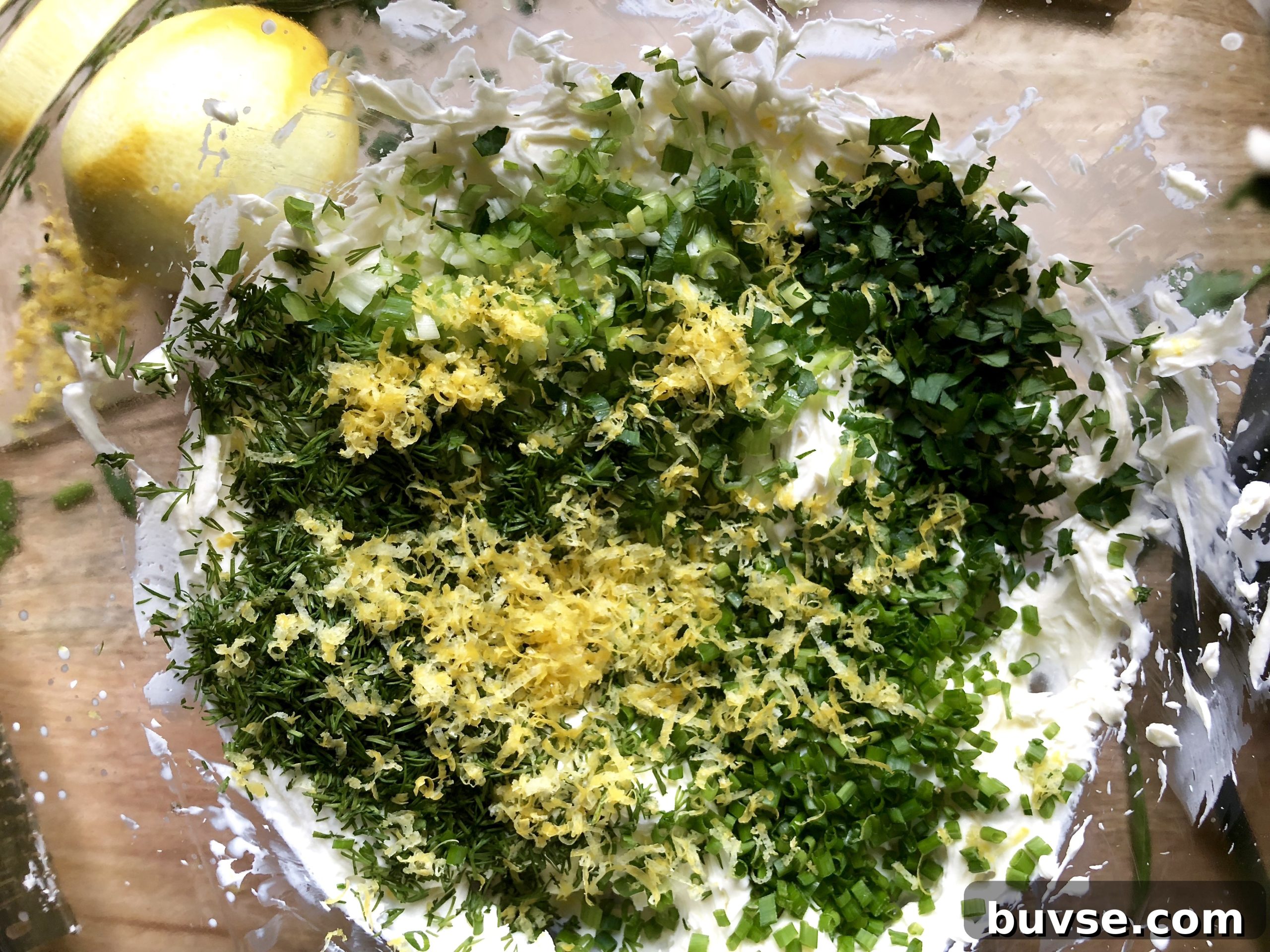 Serving suggestion for creamy herbed dip