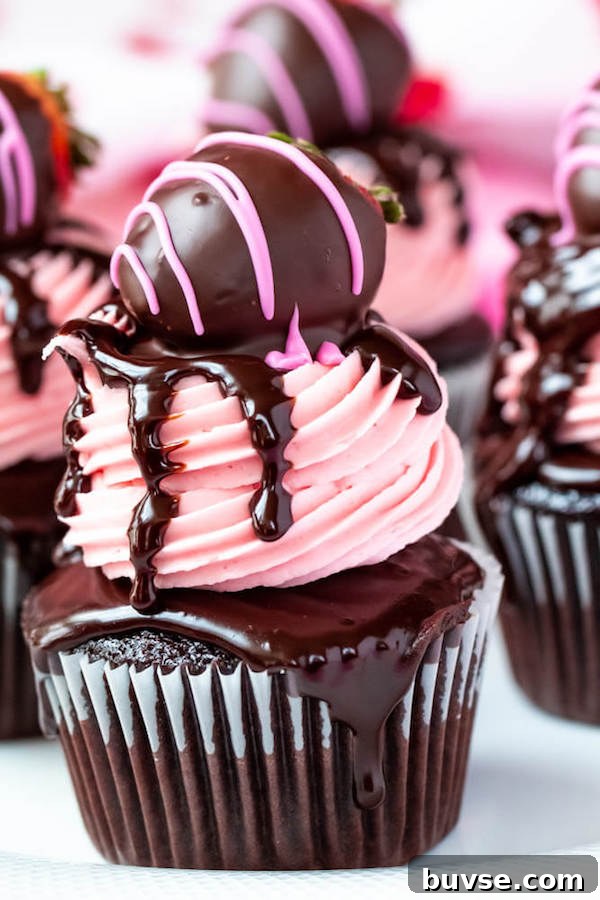 Chocolate Covered Strawberry Cupcakes