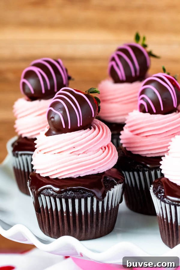 Chocolate Covered Strawberry Cupcakes