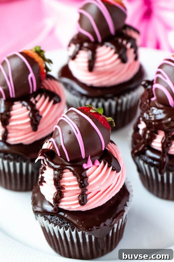 Chocolate Covered Strawberry Cupcakes