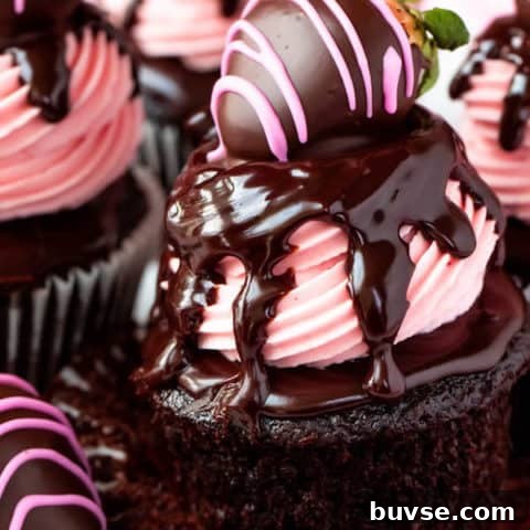 Chocolate Covered Strawberry Cupcakes