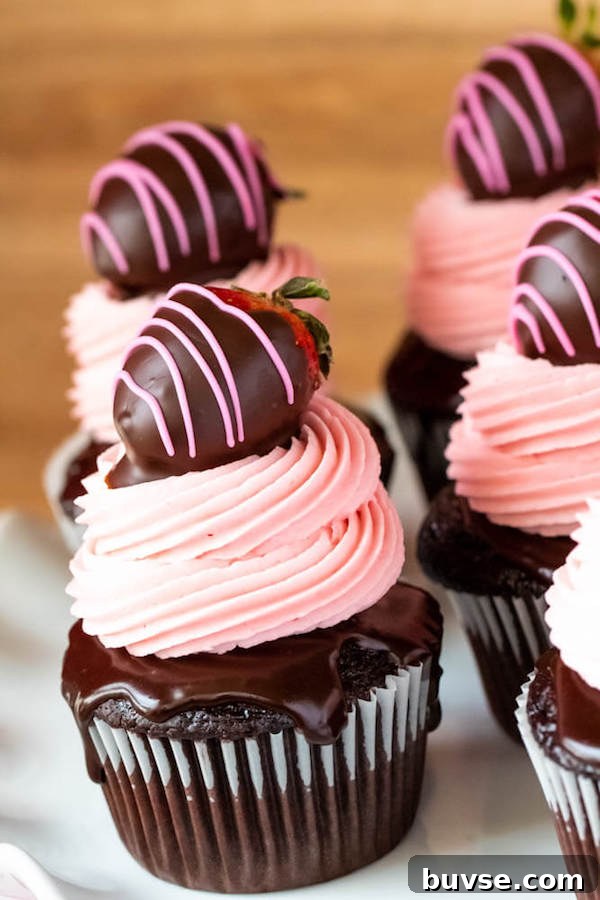 Chocolate Covered Strawberry Cupcakes