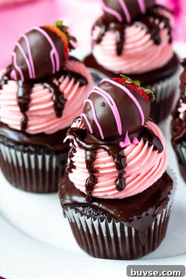 Chocolate Covered Strawberry Cupcakes