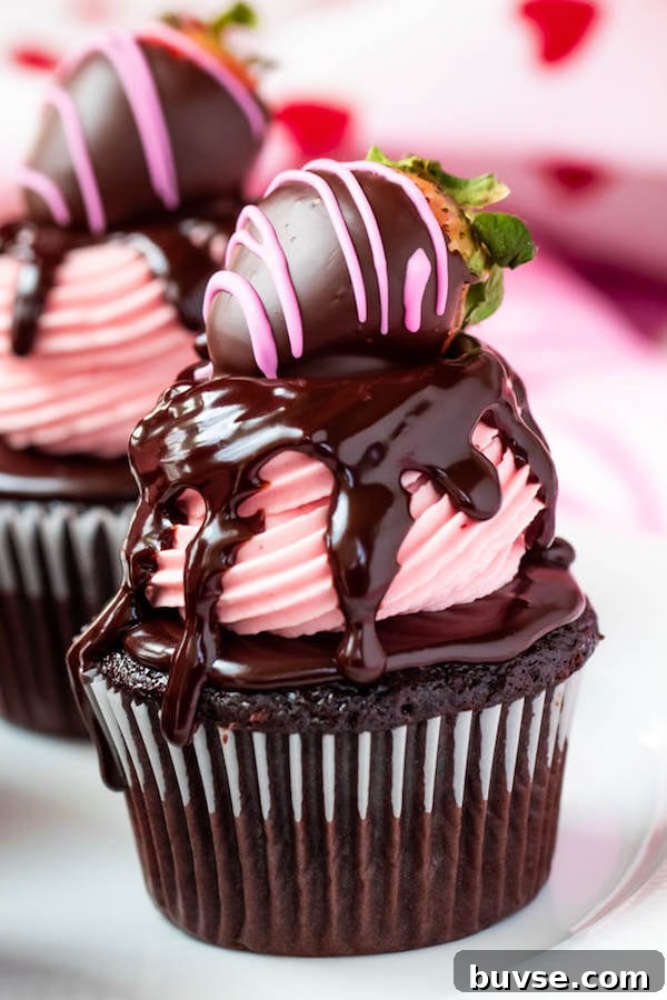 Chocolate Covered Strawberry Cupcakes
