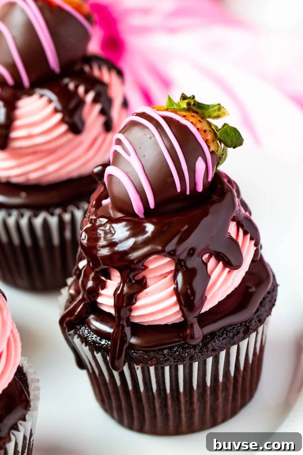 Chocolate Covered Strawberry Cupcakes