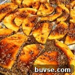 Candied butternut squash close-up.