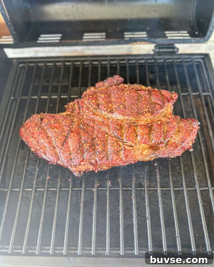 Smoked pot roast ready for the slow cooker
