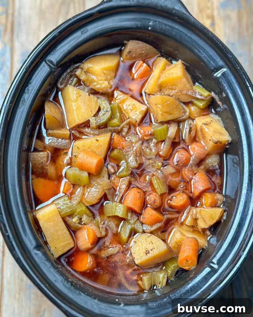 Tender vegetables after slow cooking