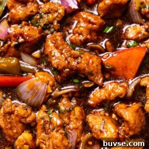 Authentic Street Style Chicken Manchurian 4 close up of chicken manchurian to show it's texture