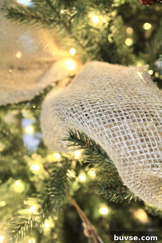 ribbon on Christmas tree