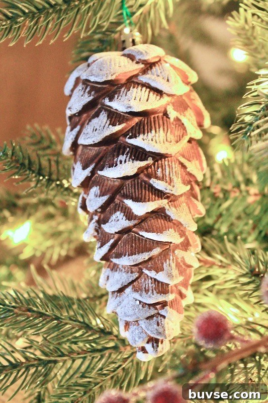 pinecones on Christmas tree