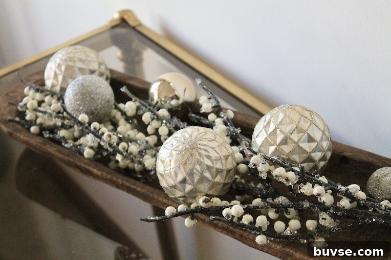 elegant silver and gold christmas winter berry dough bowl decoration