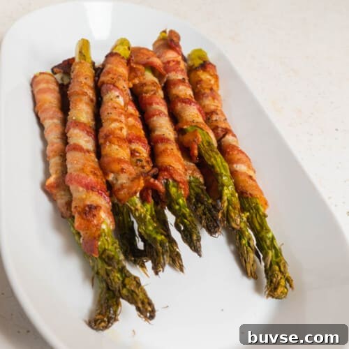 Asparagus bacon wrapped and cooked in the air fryer