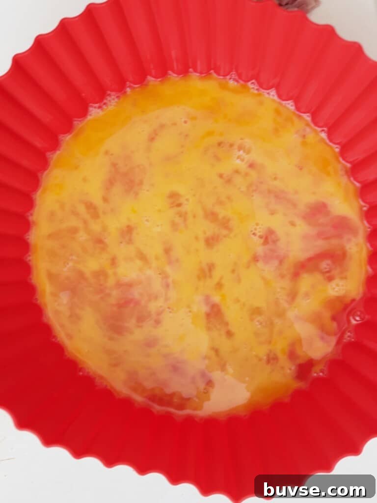 scrambling eggs for air fryer omelet