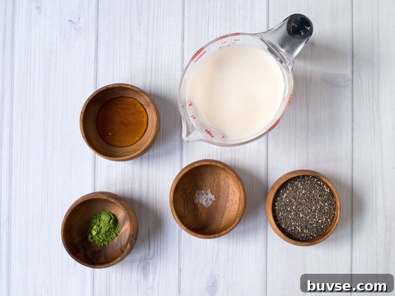 Matcha chia seed ingredients photo