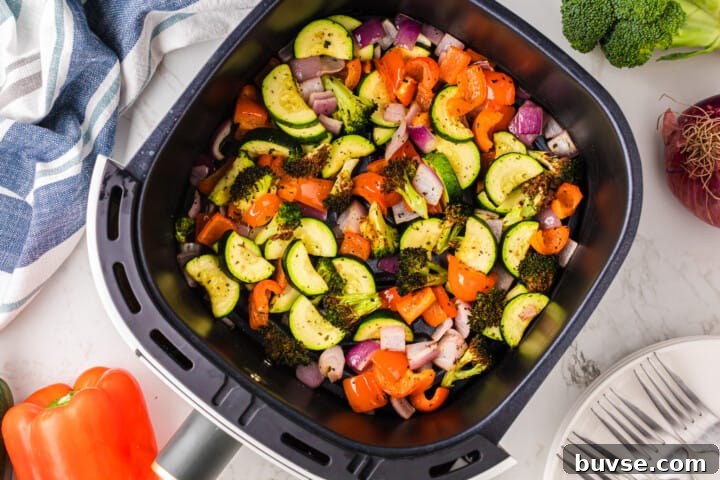 Crispy Air Fryer Vegetables: Quick Roasting Tips 5 cooked veggies in the air fryer.