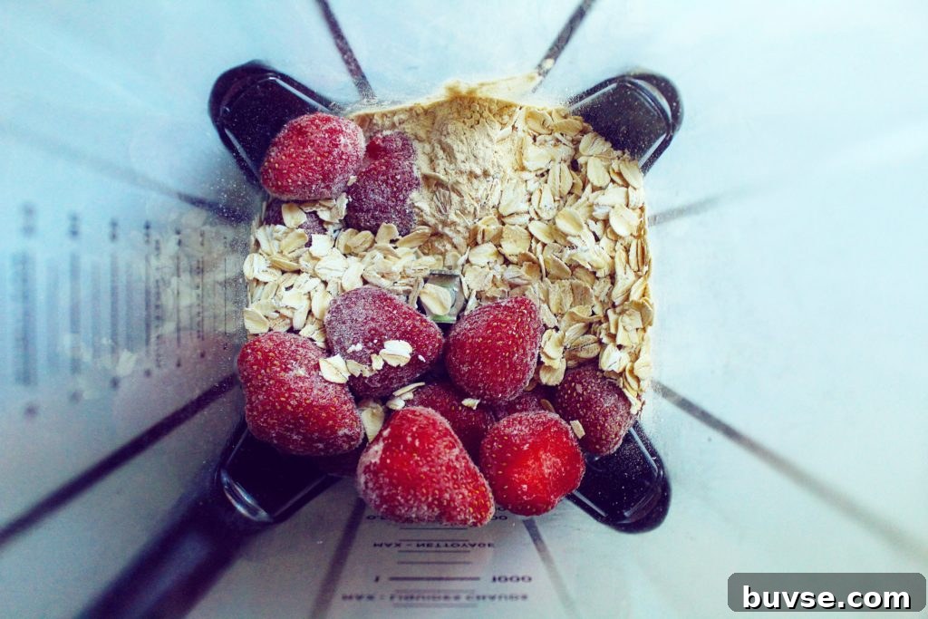 High-Protein Strawberry Oatmeal Smoothie 3 Strawberry Oatmeal Protein Smoothie Vegan Gluten Free Healthy