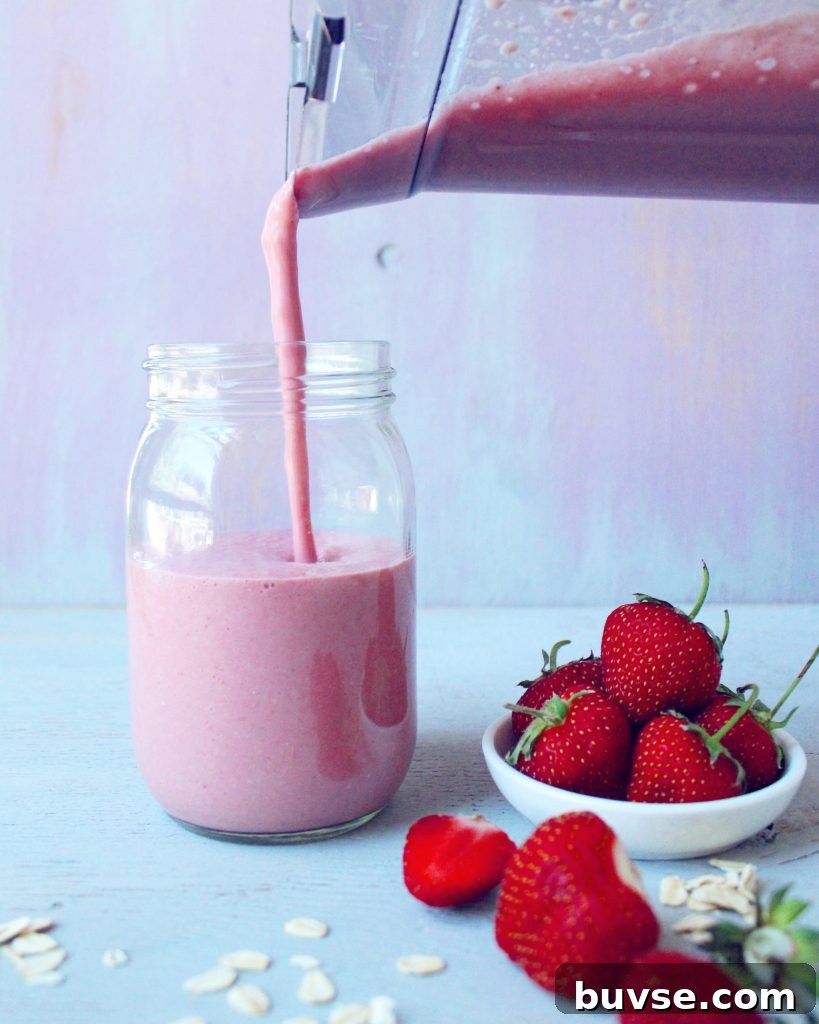 High-Protein Strawberry Oatmeal Smoothie 4 Strawberry Oatmeal Protein Smoothie Vegan Gluten Free Healthy