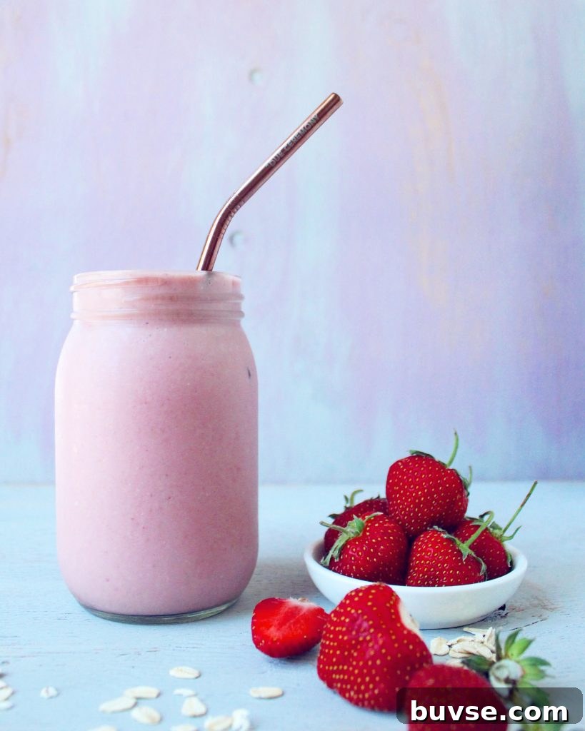 High-Protein Strawberry Oatmeal Smoothie 5 Strawberry Oatmeal Protein Smoothie Vegan Gluten Free Healthy