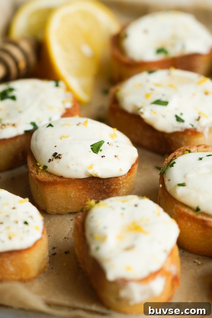 Whipped Ricotta Crostini with Honey and Lemon Zest 3 whipped ricotta crostini with honey and lemon