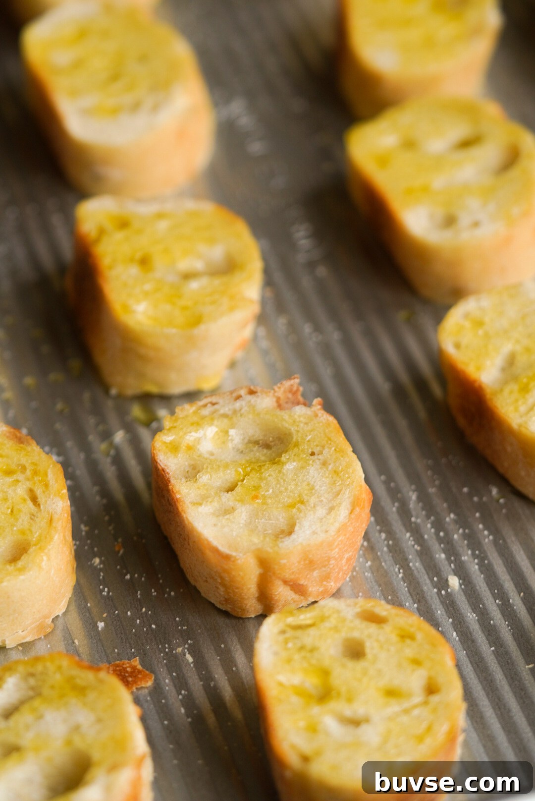 Whipped Ricotta Crostini with Honey and Lemon Zest 7 crostini before toasting