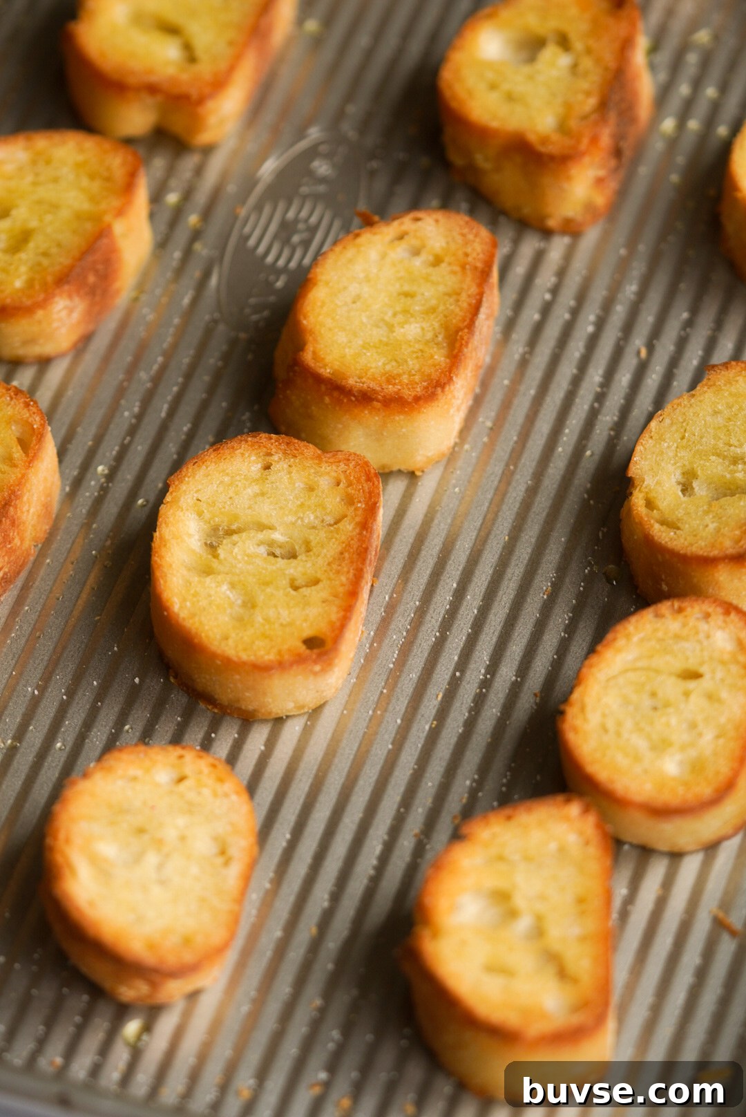 Whipped Ricotta Crostini with Honey and Lemon Zest 8 crostini after toasting