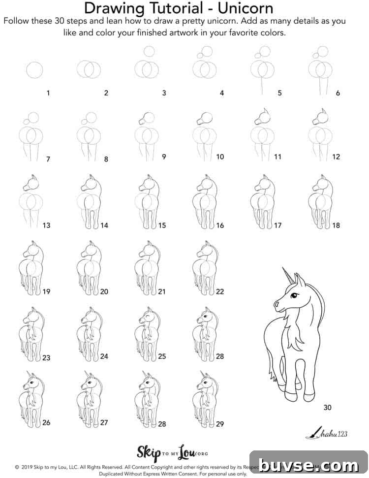 how to draw a unicorn step by step