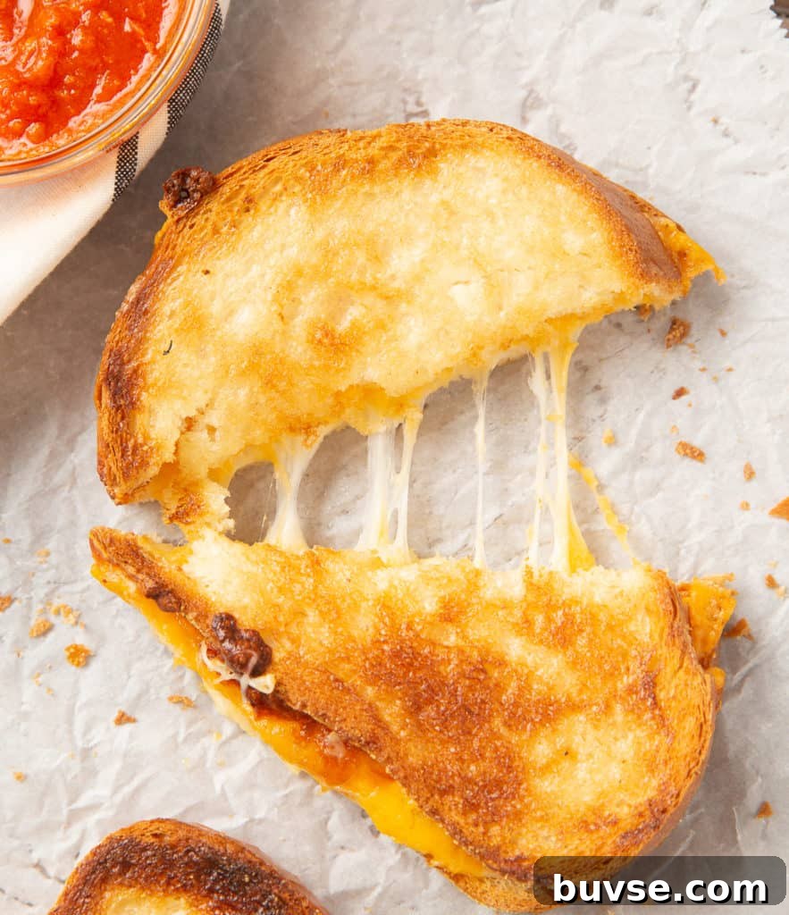 mozzarella and cheddar grilled cheese in the air fryer