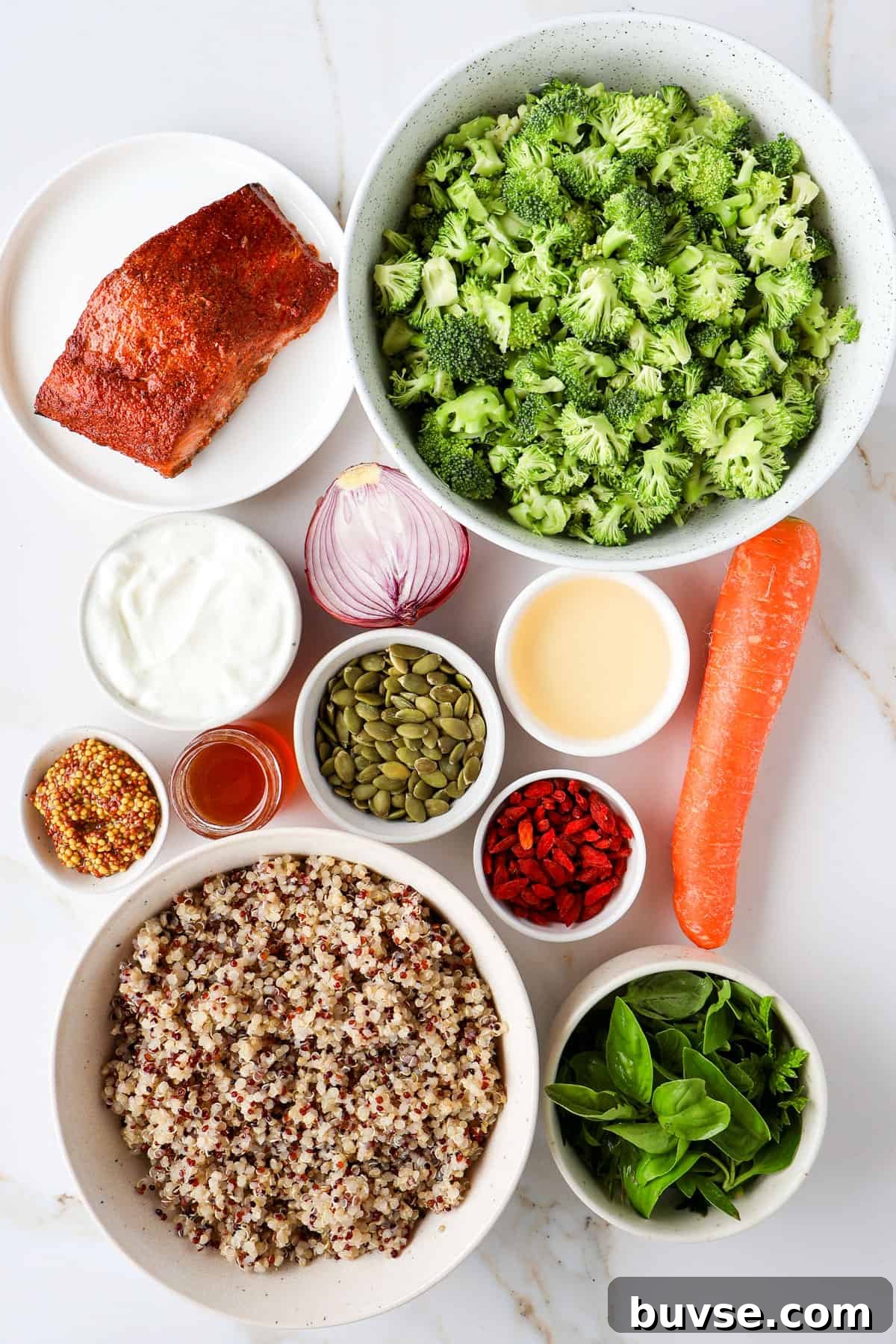 Ingredients shown to make the salad.