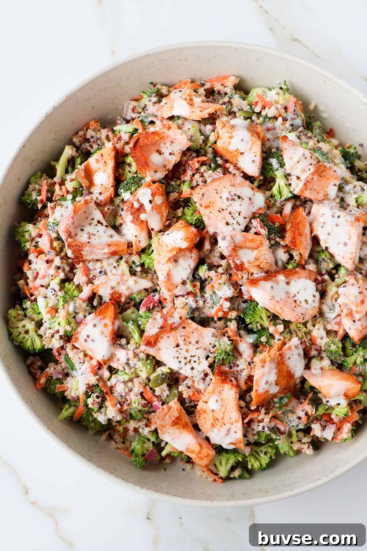Close up shot of the salad.