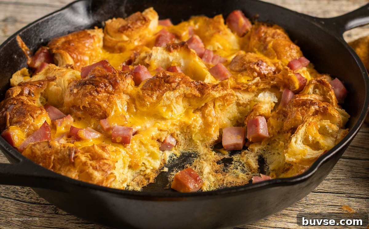 ham and cheese croissant breakfast skillet casserole