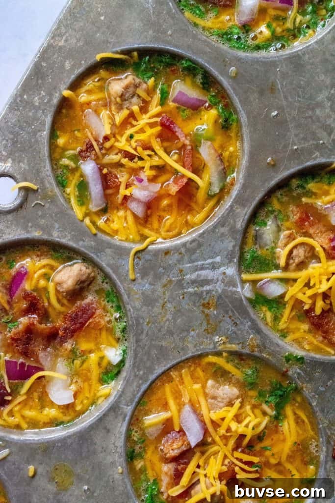 Keto Bacon and Egg Muffins Recipe 3 Keto Bacon Egg Muffins in a muffin tin
