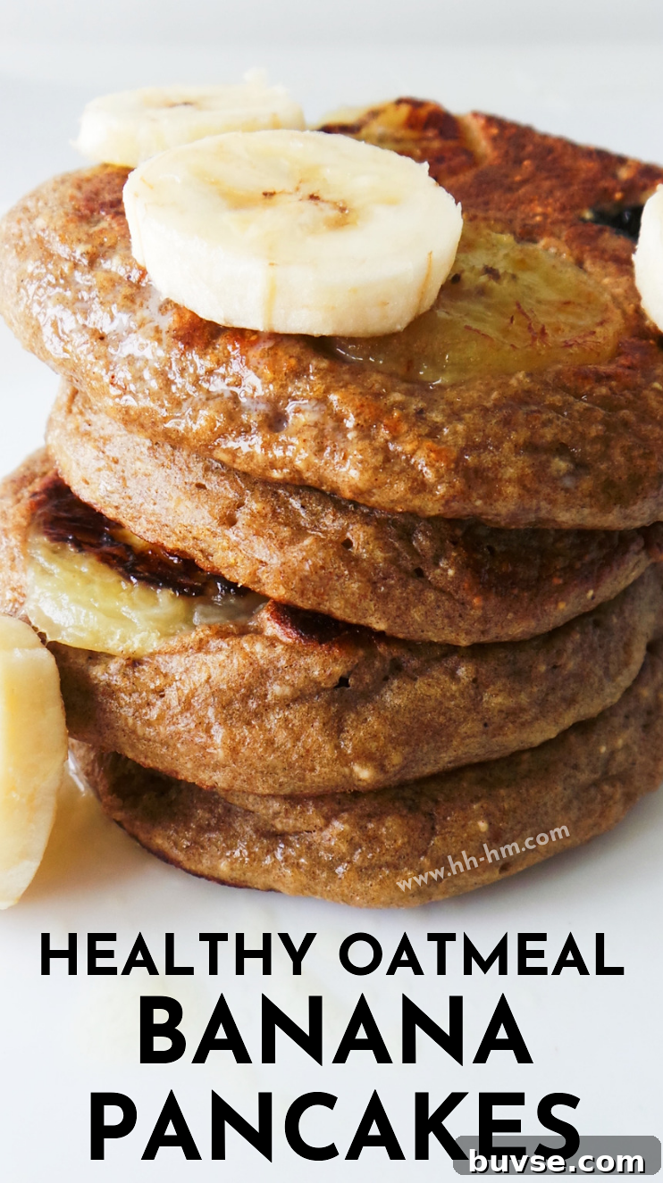 Healthy banana pancake recipe! These banana oatmeal pancakes are a healthy and easy breakfast that is also great for on the go! They also make an awesome toddler snack or breakfast! Made with oats and sweetened with only one banana these pancakes are nutritious, flourless, refined sugar-free also good for weight loss and if you want to improve your health and fitness. #healthy #breakfast #pancakes #banana #recipe #fitness