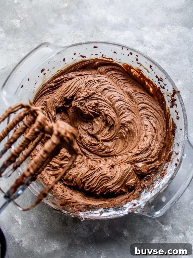 How to Make Chocolate Buttercream Frosting 2 chocolate buttercream frosting in bowl (5)